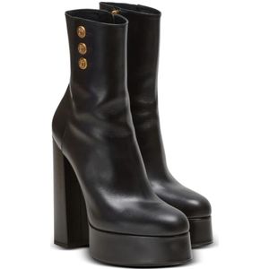 Balmain, Schoenen, Dames, Zwart, 37 1/2 EU, Leer, Bruine leren laarzen