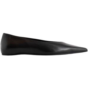 TotêMe, Schoenen, Dames, Zwart, 36 EU, Leer, Asymmetrische Ballerina Flats in Zwart Leer