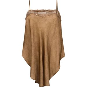 Mes Demoiselles, Tops, Dames, Beige, XS, Zijden Kant Camisole Top Taupe Orlane