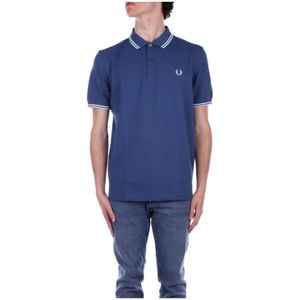 Fred Perry, Tops, Heren, Blauw, S, Katoen, Blauwe Logo Front T-shirts en Polo's