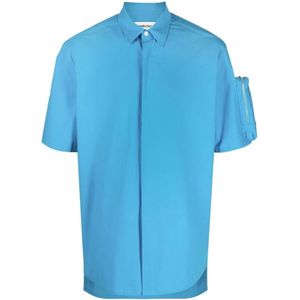Ambush, Overhemden, Heren, Blauw, S, Katoen, Blauw Katoenen Overhemd met Ritszak