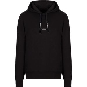 Armani Exchange, Sweatshirts & Hoodies, Heren, Zwart, L, Katoen, Zwarte heren hoodie