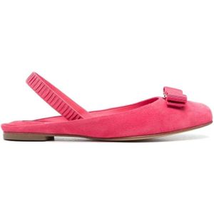 Salvatore Ferragamo, Roze Suede Ballerina Ballerina Roze, Dames, Maat:38 EU