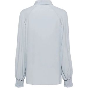 Eleventy, Blouses & Shirts, Dames, Blauw, M, Elegante Blauwe Lange Mouw Zijden Shirt