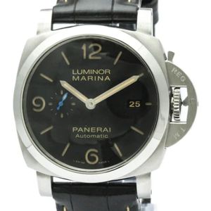 Panerai Pre-owned, Pre-owned, Heren, Zwart, ONE Size, Leer, Pre-owned Stainless Steel watches