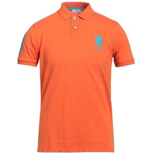 U.s. Polo Assn., Tops, Heren, Oranje, L, Katoen, Heren Katoenen Polo Shirt
