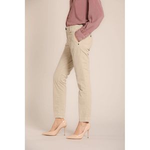 Mason's, Broeken, Dames, Beige, M, Katoen, Curvy Velvet Chino Broek 1000-Gestreept