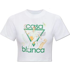 Casablanca, Bedrukt cropped T-shirt Wit, Dames, Maat:L