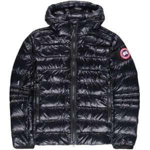 Canada Goose, Jassen, Heren, Blauw, L, Nylon, Navy Blauwe Hooded Puffer Jas