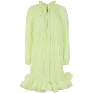 Lanvin, Fluorescerend Geel Charmeuse Mini Jurk Geel, Dames, Maat:S