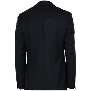 Lardini, Pakken, Heren, Blauw, 2Xl, Wol, Blauwe Wollen Blazer met Broche Detail