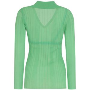 Pinko, Blouses & Shirts, Dames, Groen, S, Katoen, Crêpe Blouse met Kant BH