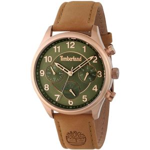 Timberland, Accessoires, Dames, Geel, ONE Size, Groen leren dameshorloge, quartz uurwerk