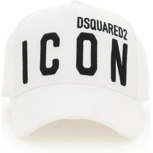 Dsquared2, Accessoires, Heren, Wit, ONE Size, Katoen, Wees icoon baseballpet