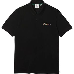 Lacoste, Geborduurd katoenen piqué poloshirt Zwart, Heren, Maat:S