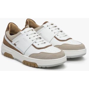 Estro, Schoenen, Dames, Veelkleurig, 40 EU, Suède, Dames Wit & Beige Suède & Leren Sneakers Er 00113517