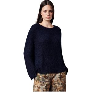 Massimo Alba, Round-neck Truien Blauw, Dames, Maat:S