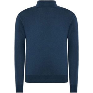 La Martina, Truien, Heren, Blauw, XL, Blauwe Acryl Half-Zip Sweater met Logo