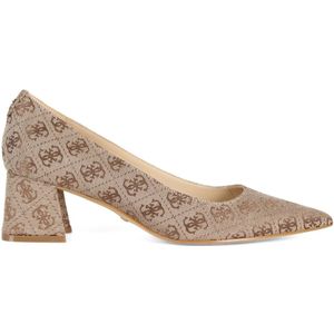 Guess, Schoenen, Dames, Beige, 37 EU, Logo Print Stof Hakken