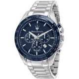 Maserati, Chronograaf & Datum Roestvrij Stalen Horloge Blauw, Heren, Maat:ONE Size