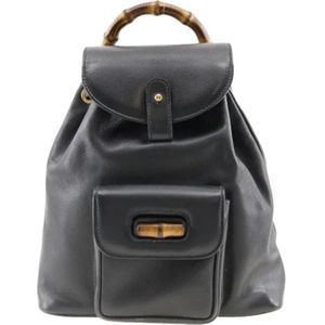 Gucci Vintage, Pre-owned, Dames, Blauw, ONE Size, Leer, Pre-owned Leather backpacks