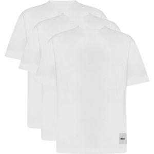 Jil Sander, Tops, Dames, Wit, S, Katoen, Logo Patch T-shirt Set Wit Blauw
