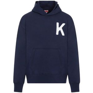 Kenzo, Sweatshirts & Hoodies, Heren, Blauw, M, Katoen, Blauwe Tiger Hoodie Sweatshirt Ss 24