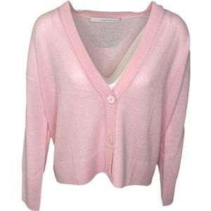 Herzen's Angelegenheit, Gebreide Cardigan met Knopen - Korte Snit Roze, Dames, Maat:L