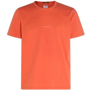 C.p. Company, Tops, Heren, Oranje, XL, Katoen, Oranje Katoenen T-shirt - Levendige Upgrade