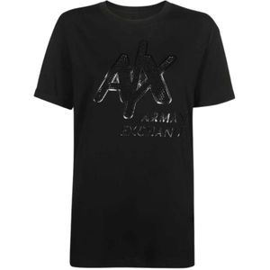 Armani Exchange, Tops, Dames, Zwart, S, Katoen, Klassiek T-shirt