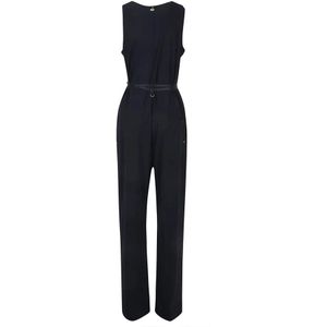 High, Jumpsuits & Playsuits, Dames, Blauw, XS, Blauwe Mouwloze Jumpsuit met V-Hals en Ruches