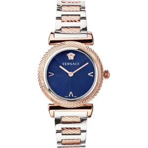 Versace, V-Motif Roestvrijstalen Armbandhorloge Geel, Dames, Maat:ONE Size