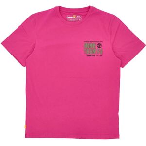Timberland, Heren T-shirt met grafische print op de achterkant Roze, Heren, Maat:S