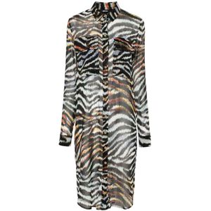 Just Cavalli, Zebra Print Overhemd Veelkleurig, Dames, Maat:2XS