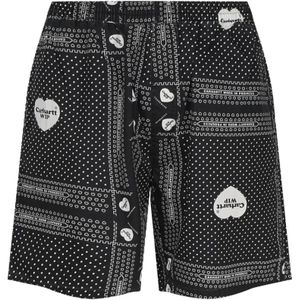 Carhartt Wip, Korte broeken, Heren, Zwart, S, Katoen, Bandana Print Katoenen Shorts met Logo