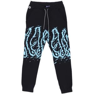 Octopus, Broeken, Heren, Veelkleurig, XS, Katoen, Zwarte lichtgewicht trainingsbroek met elastische taille