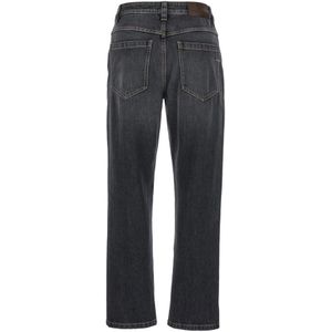 Brunello Cucinelli, Jeans, Dames, Grijs, S, Denim, Grijze Denim Regular Fit Jeans