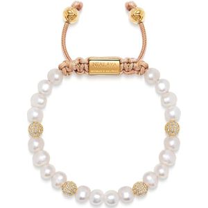 Nialaya, Women`s Beaded Bracelet with Pearl and Gold Veelkleurig, Dames, Maat:XS