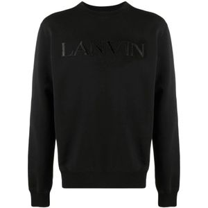 Lanvin, Sweatshirts & Hoodies, Heren, Zwart, S, Klassieke Geborduurde Sweater