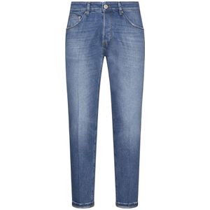 PT Torino, Jeans, Heren, Blauw, W30, Denim, Blauwe Denim Jeans met Distressed Effect
