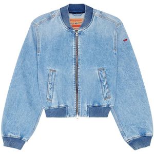 Diesel, Bomber Denim Jack in denim Blauw, Dames, Maat:S