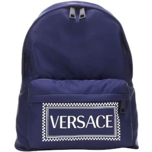 Versace, Tassen, Heren, Blauw, ONE Size, Nylon, Canvas travel-bags