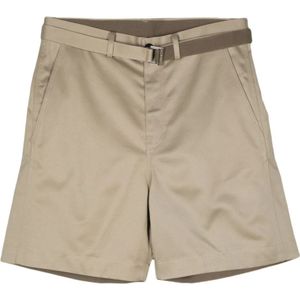 Sacai, Korte broeken, Heren, Beige, L, Katoen, Beige Katoenen Chino Shorts