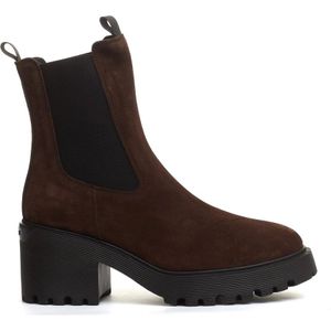 Hogan, Schoenen, Dames, Bruin, 35 EU, Suède, Bruine Suède Enkellaarzen Aw 24