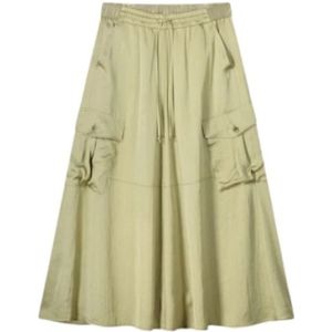 Summum Woman, Zijdezachte Lange Rok met Zakken Groen, Dames, Maat:XS