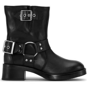 JoDis, Schoenen, Dames, Zwart, 36 EU, Leer, Zwarte Biker Boots met Harnasdetails