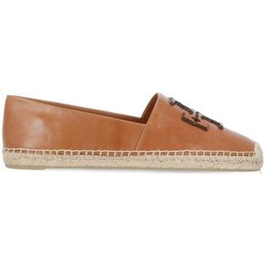 Tory Burch, Bruine leren espadrilles voor vrouwen Bruin, Dames, Maat:38 EU