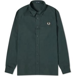 Fred Perry, Overhemden, Heren, Groen, L, Katoen, Raglan Overshirt in Katoen-Polyester Mix