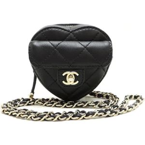 Chanel Vintage, Pre-owned, Dames, Zwart, ONE Size, Leer, Pre-owned Leather clutches
