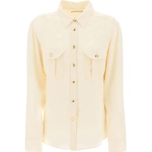 Blazé Milano, Klassieke Witte Button-Up Overhemd Beige, Dames, Maat:M